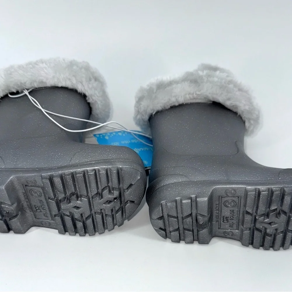 Stride Rite 360 Gecko Silver Baby/Toddler Fur-Lined Boots Size 5